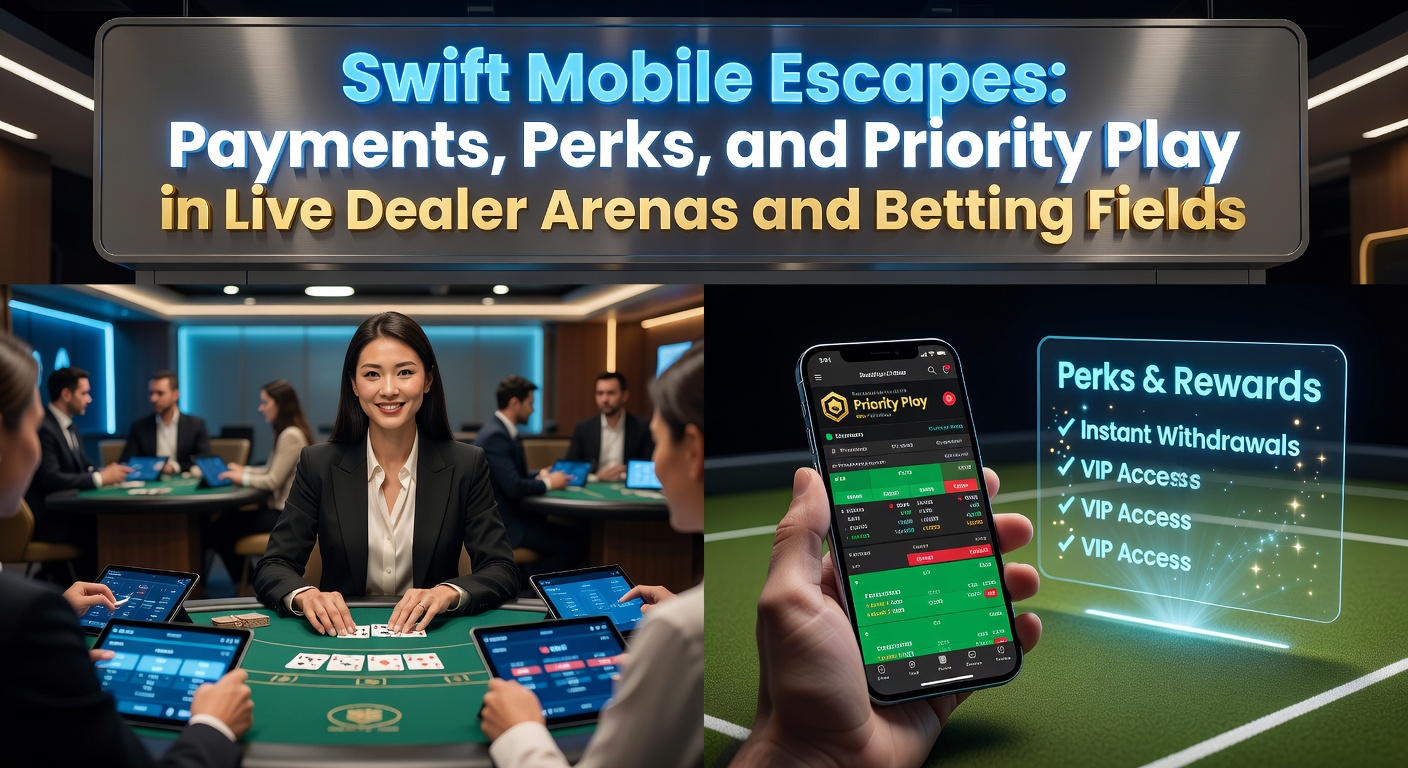 Smartphone mit Live-Dealer-Spiel und schnellen Zahlungsoptionen auf dem Bildschirm, umgeben von ikonischen Casino-Elementen wie Roulette und Karten