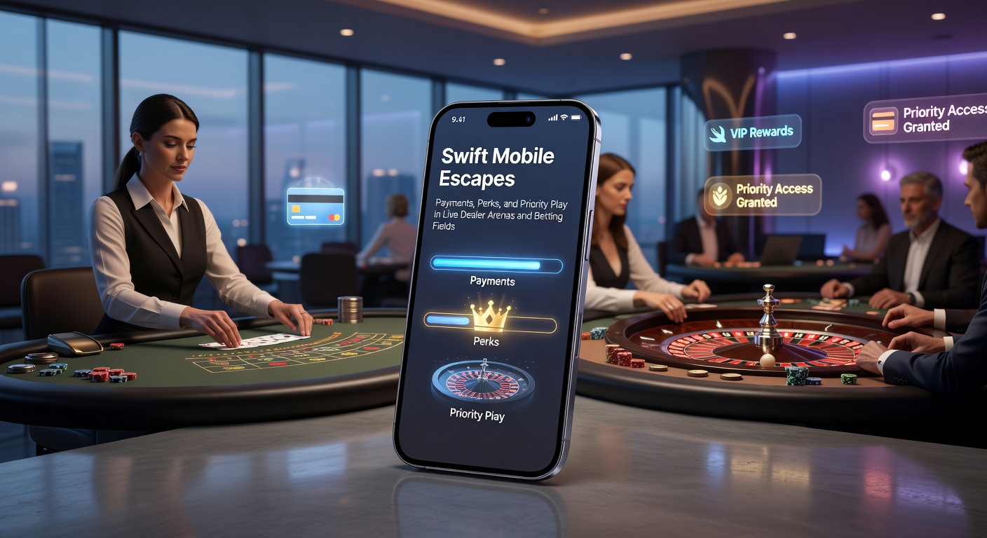Dynamische Szene mit Wettoptionen auf einem Tablet, Live-Dealer am Blackjack-Tisch und Perks-Symbole wie Boni-Chips und Blitz-Zahlungen