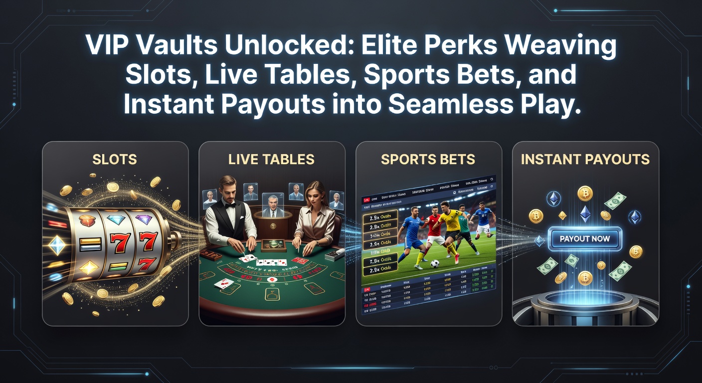 VIP-Tresor-Schnittstelle mit elite Slots, Live-Tischen und Sportwetten-Integration